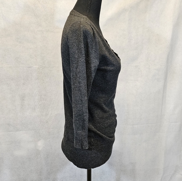 Takeout Dark Grey V-neck Knit Pull Over Top 78% Rayon 22% Nylon Size M - Picture 5 of 8